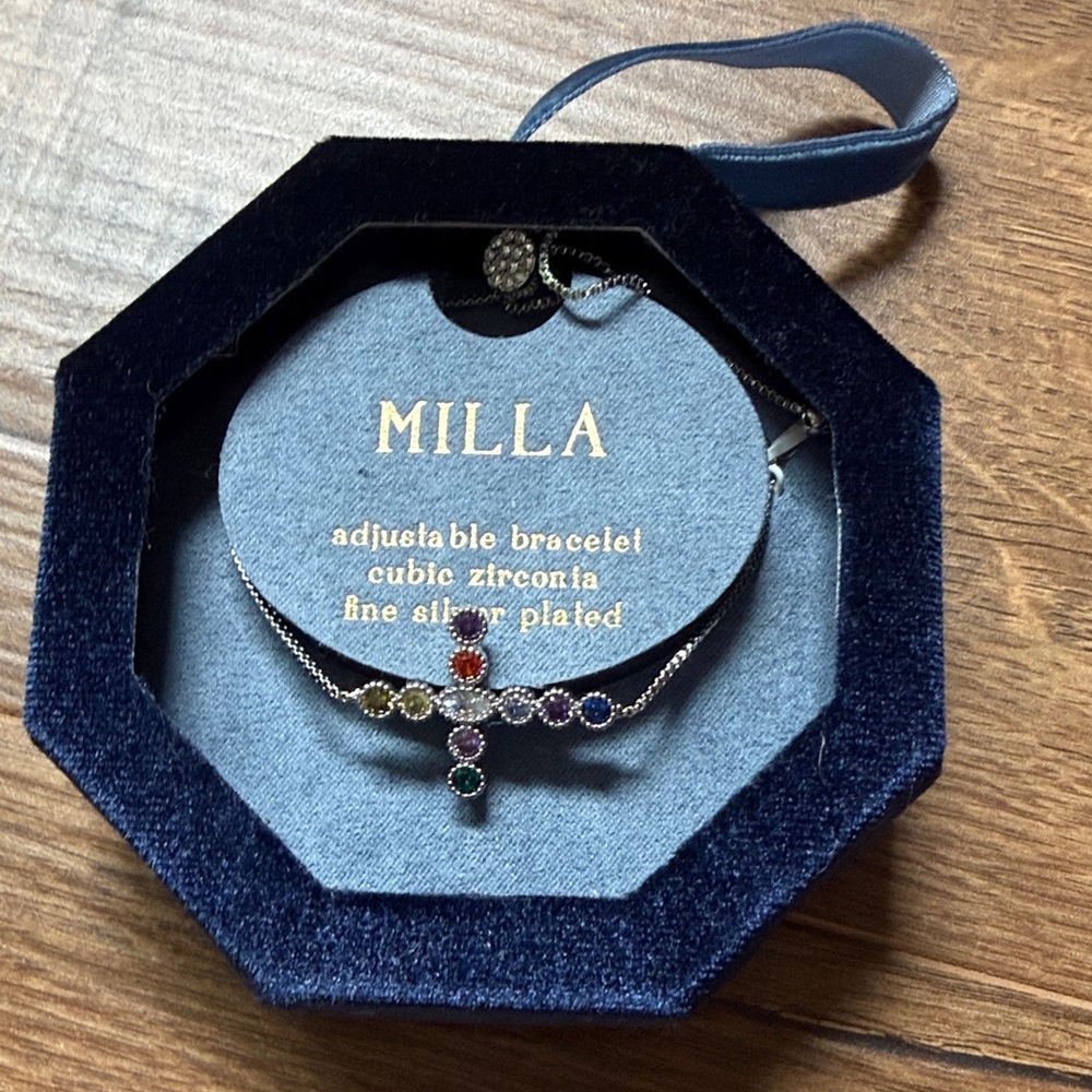 Milla Adjustable Bracelet with Multicolor Cubic Zirconia Cross